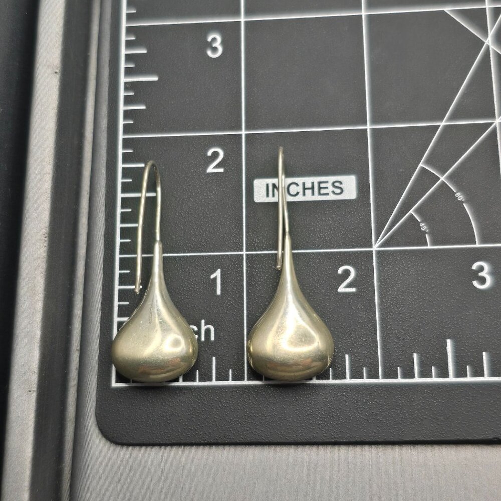 VTG Sterling Silver 925 Puffy Teardrop Dangle Earrings 1.5" Pillow Style 3.95g - Picture 3 of 5